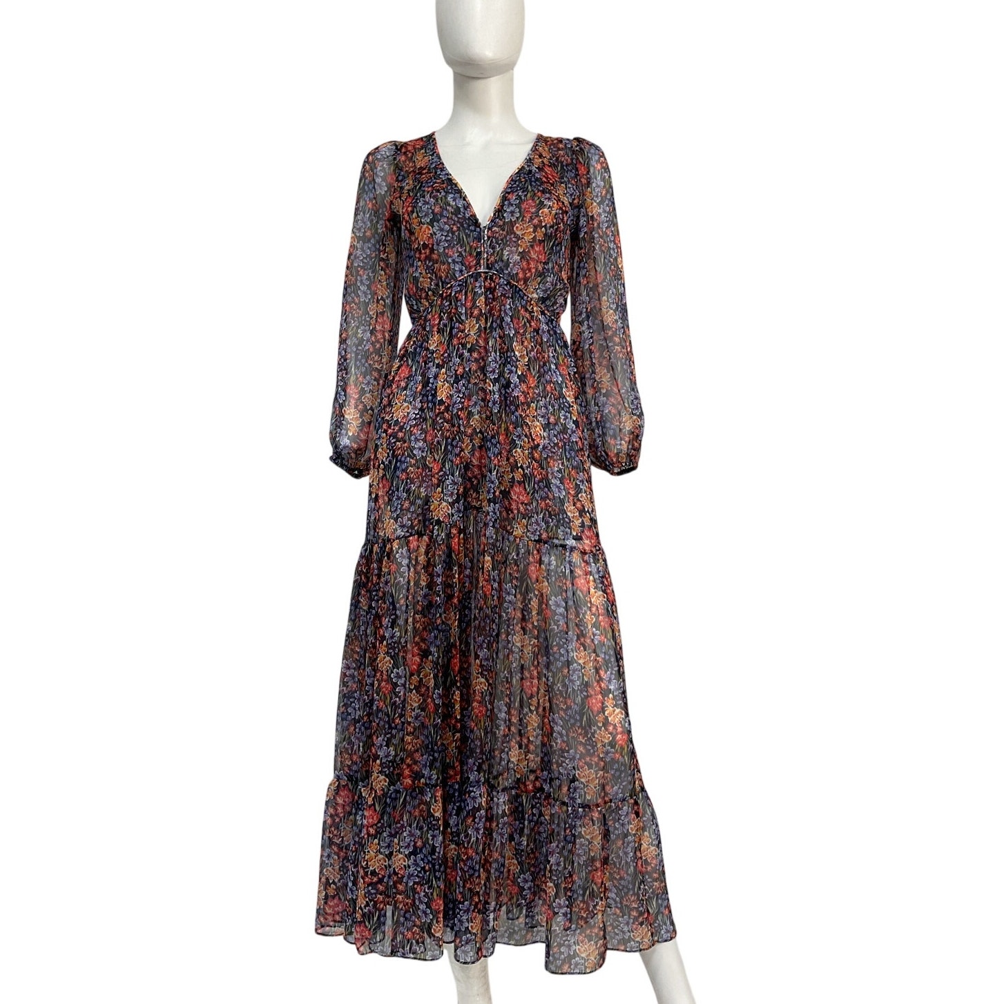 Misa Los Angeles Sheer Multicolor Anahita Dress Size Xs